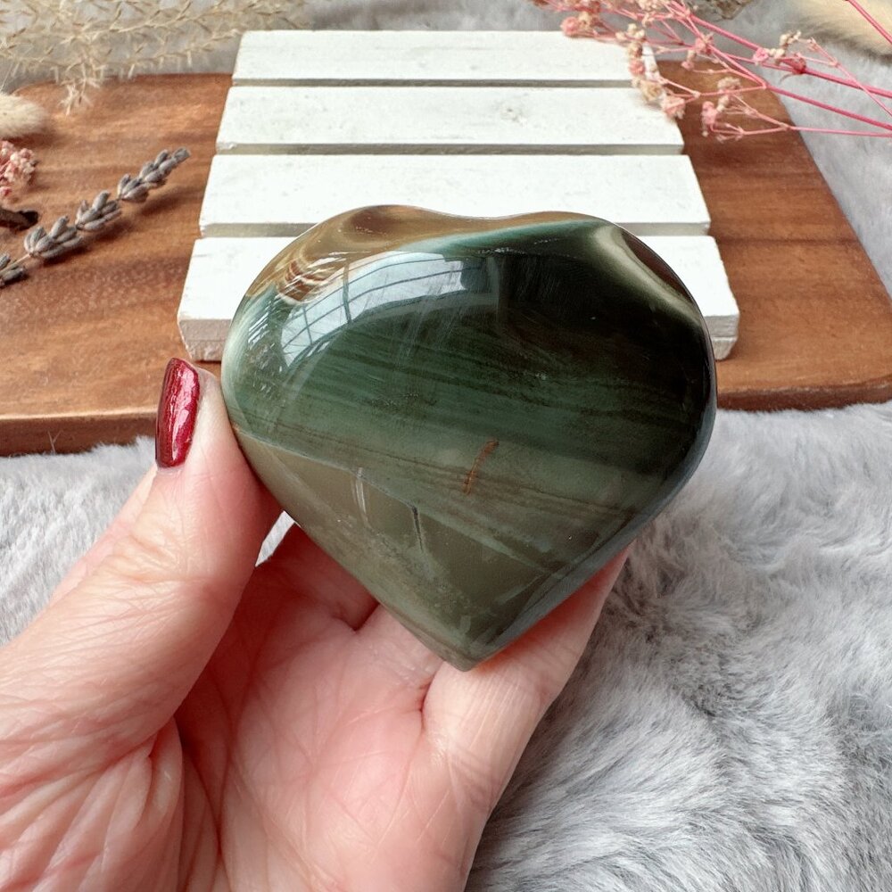 Gorgeous Polychrome Jasper Heart Carving